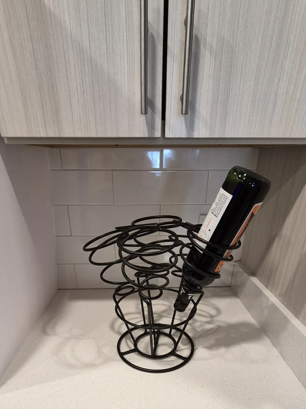 Black Spiral Metal Wine Bottle Rack - Decorative Countertop Display